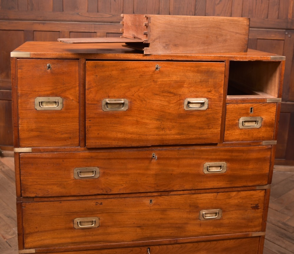 Camphor Wood Campaign Secretaire Chest View X