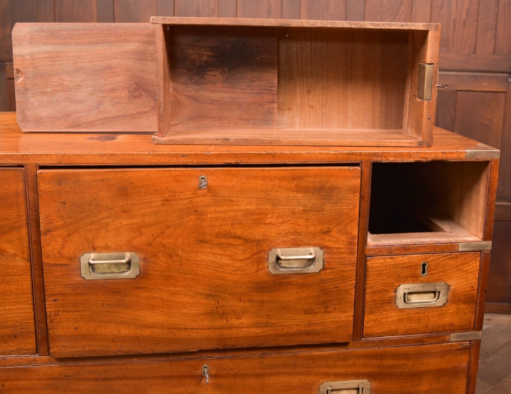 Camphor Wood Campaign Secretaire Chest View XII