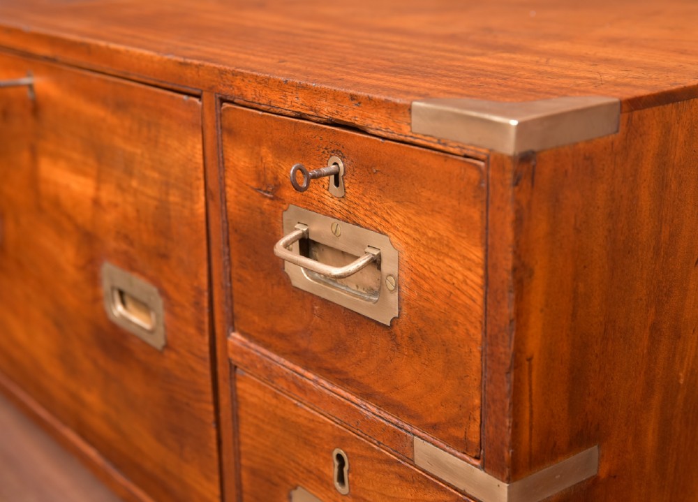 Camphor Wood Campaign Secretaire Chest View XIV