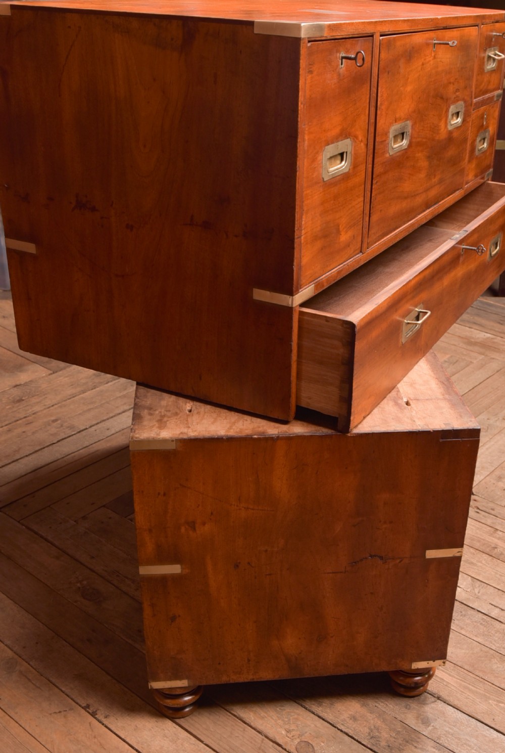 Camphor Wood Campaign Secretaire Chest View XVII