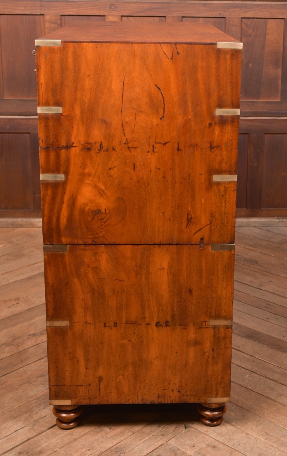 Camphor Wood Campaign Secretaire Chest View XX