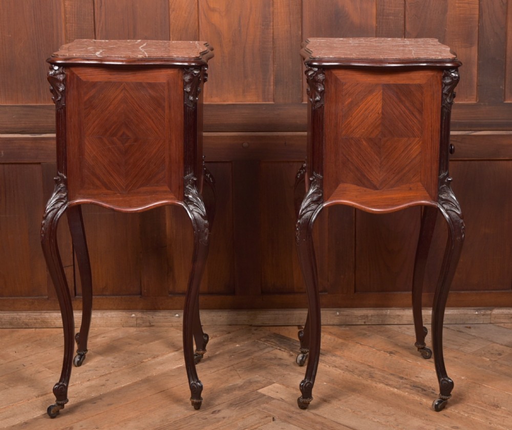 Pair of French Marble Top Bedside Cabinets/ Pot Cupboards View VI