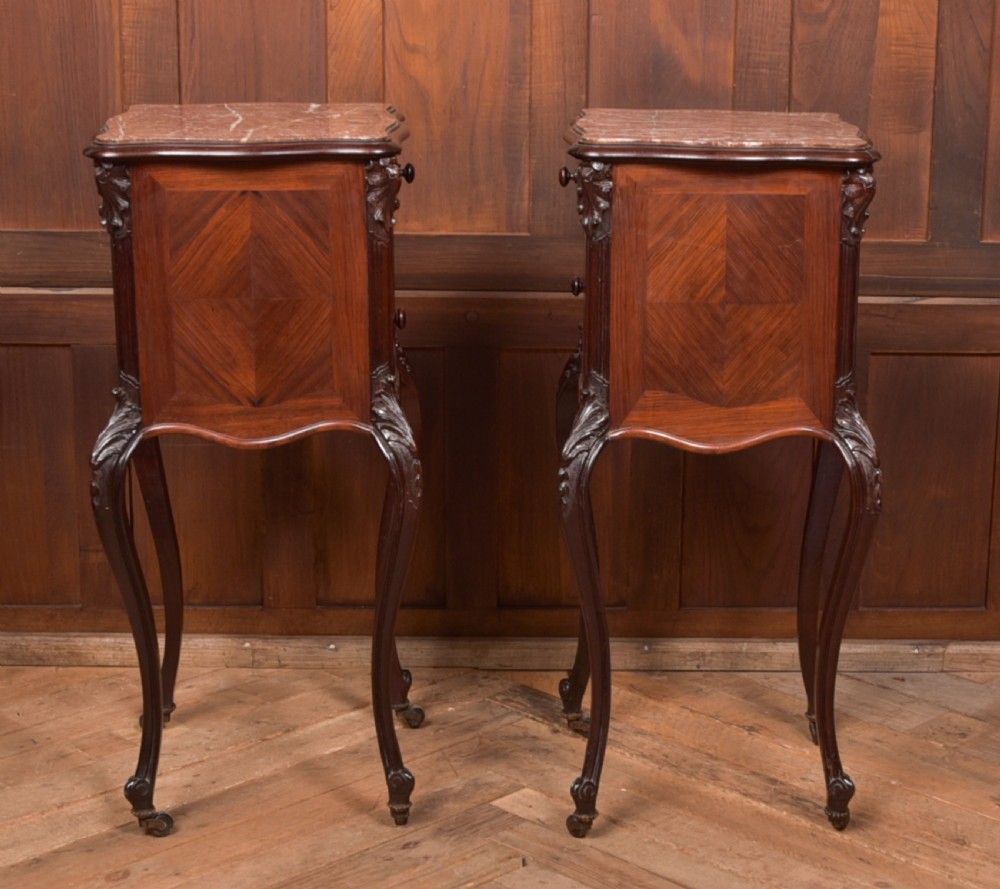 Pair of French Marble Top Bedside Cabinets/ Pot Cupboards View VIII