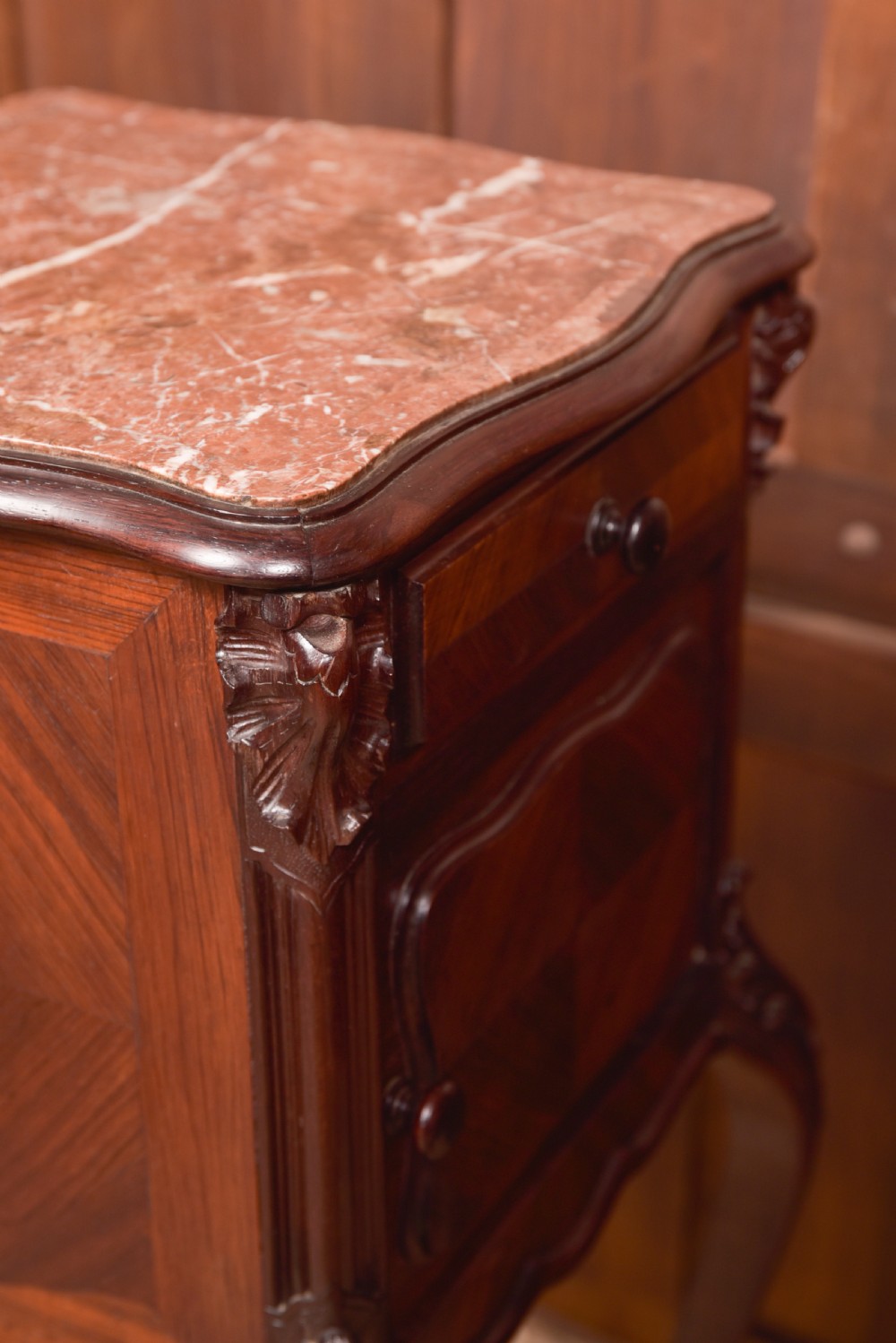 Pair of French Marble Top Bedside Cabinets/ Pot Cupboards View IX