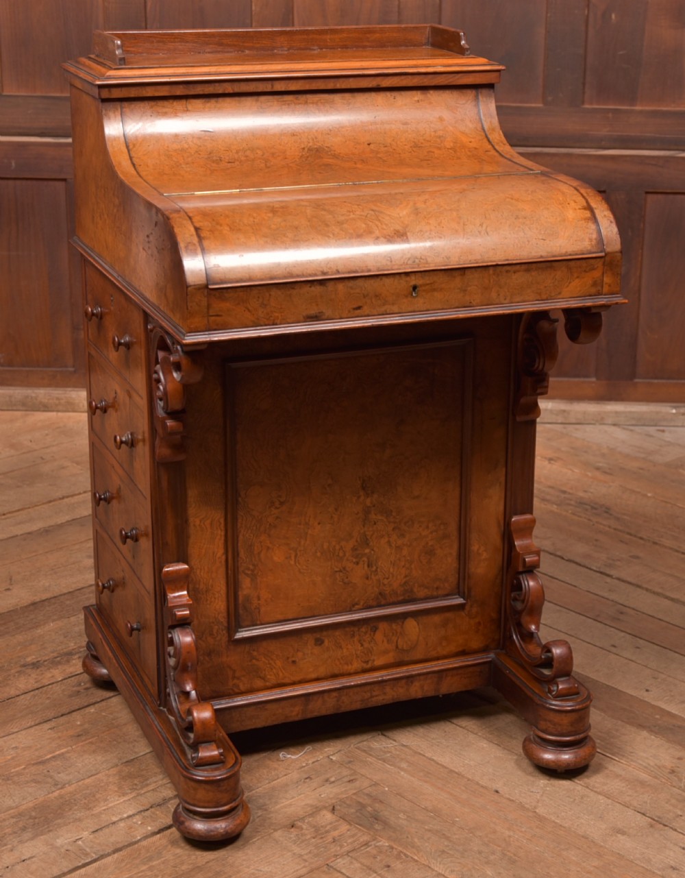 Victorian Burr Walnut Piano Top Pop Up Davenport