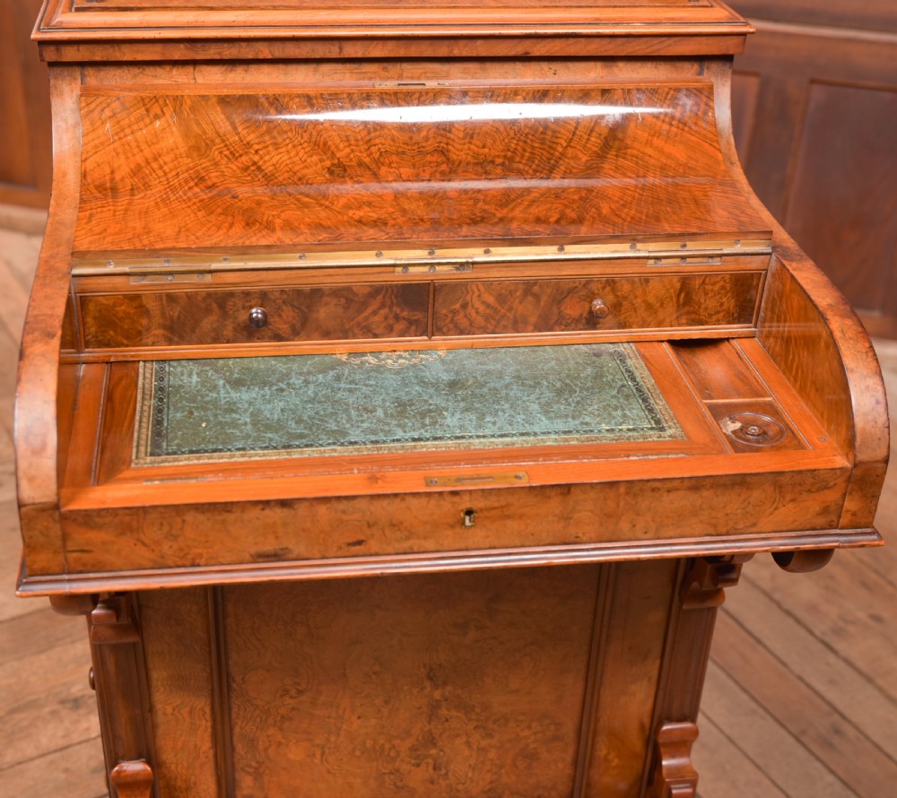 Victorian Burr Walnut Piano Top Pop Up Davenport View IV