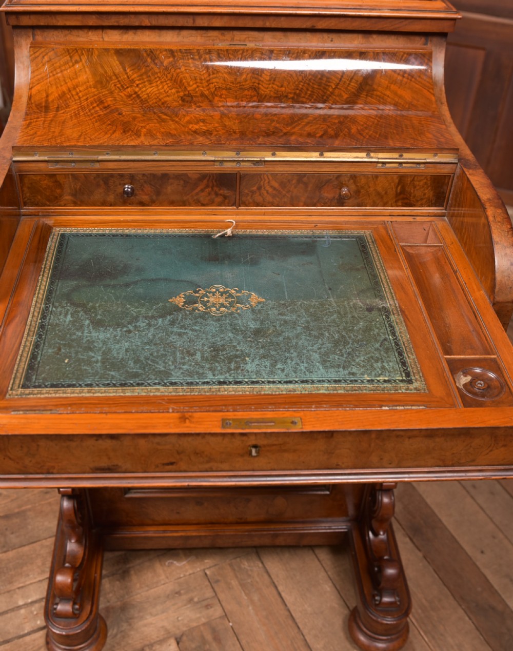 Victorian Burr Walnut Piano Top Pop Up Davenport View VI