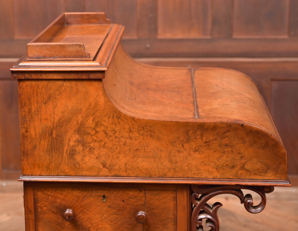 Victorian Burr Walnut Piano Top Pop Up Davenport View IX