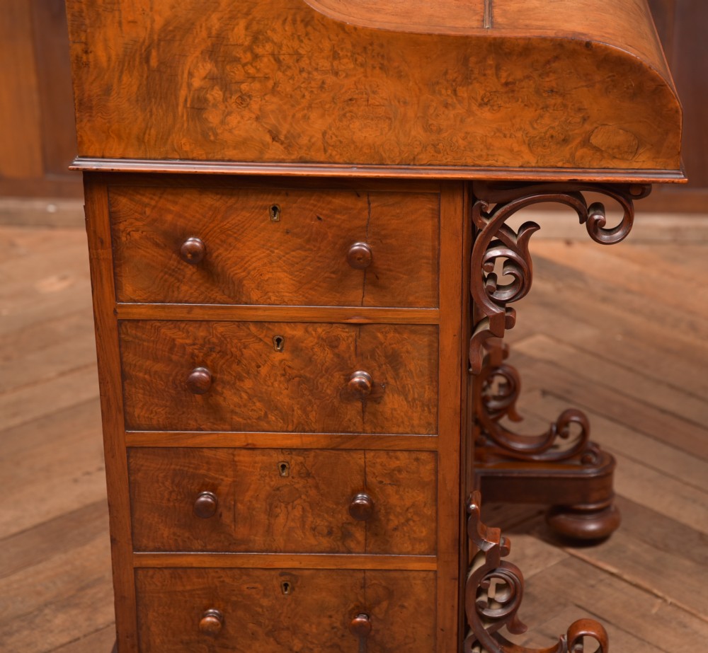 Victorian Burr Walnut Piano Top Pop Up Davenport View X