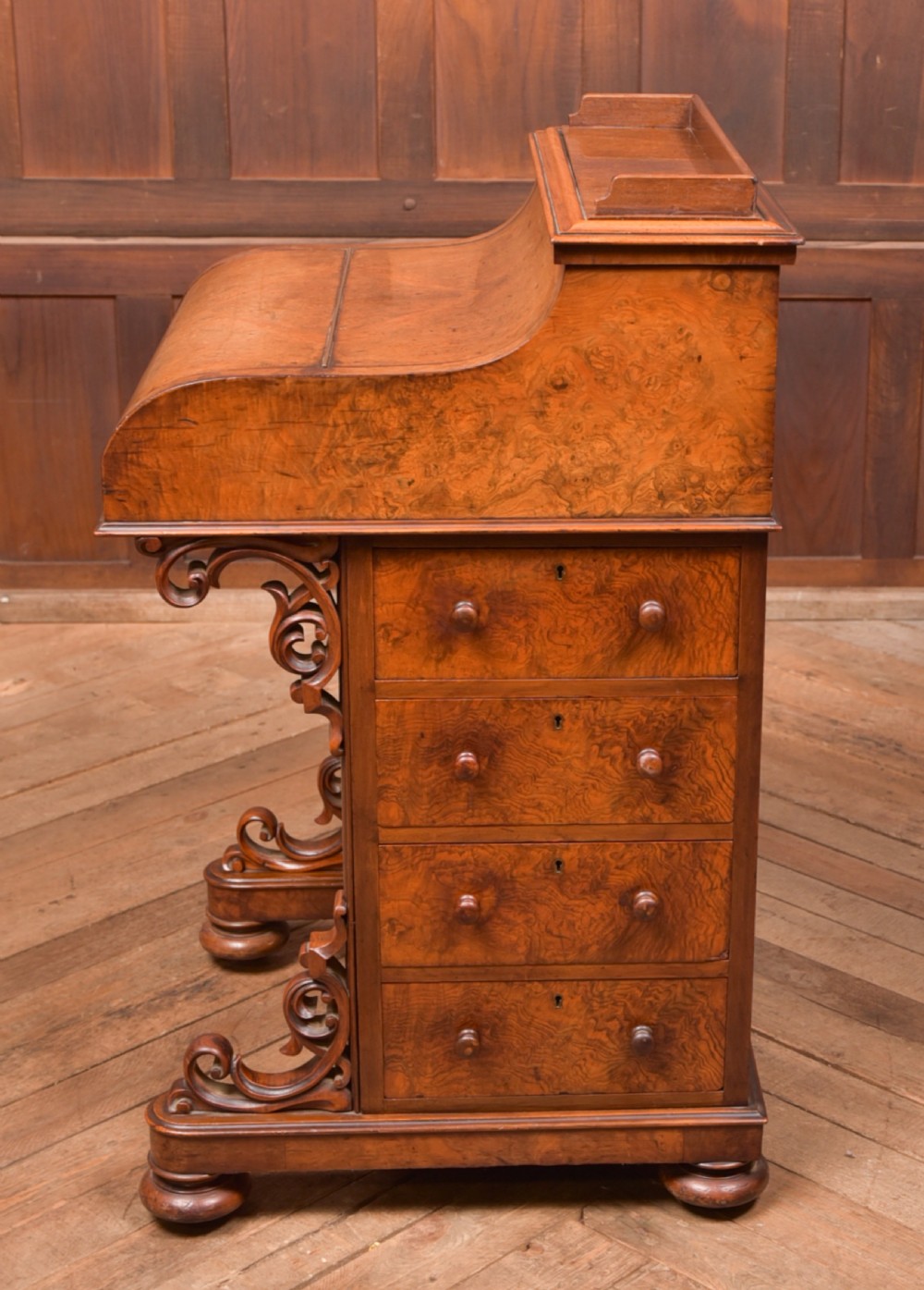 Victorian Burr Walnut Piano Top Pop Up Davenport View XII