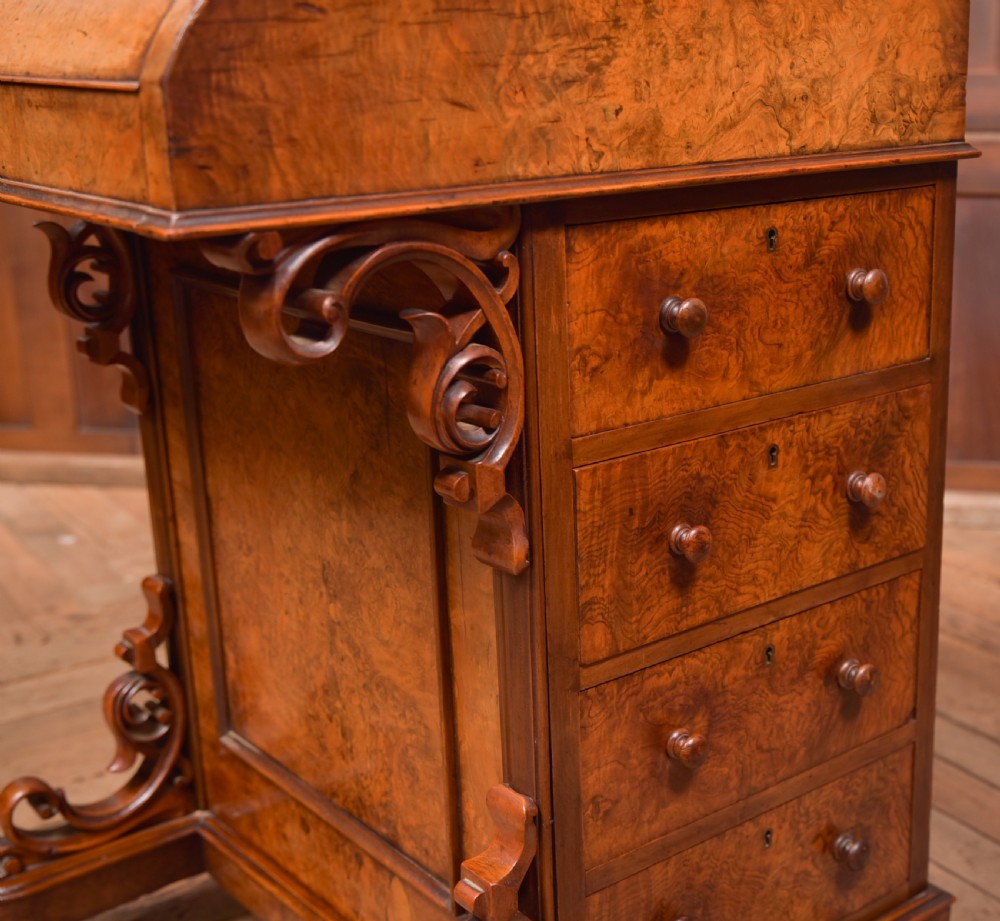 Victorian Burr Walnut Piano Top Pop Up Davenport View XIV