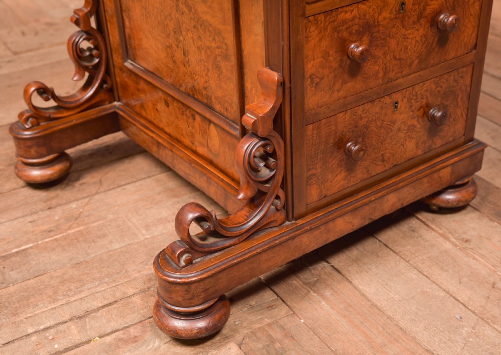 Victorian Burr Walnut Piano Top Pop Up Davenport View XVI