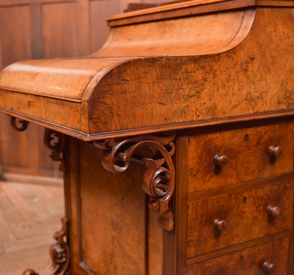 Victorian Burr Walnut Piano Top Pop Up Davenport View XVII
