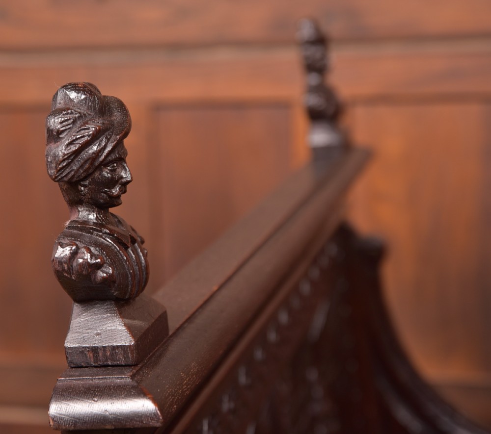 Oak Carved Monks Bench  View VIII