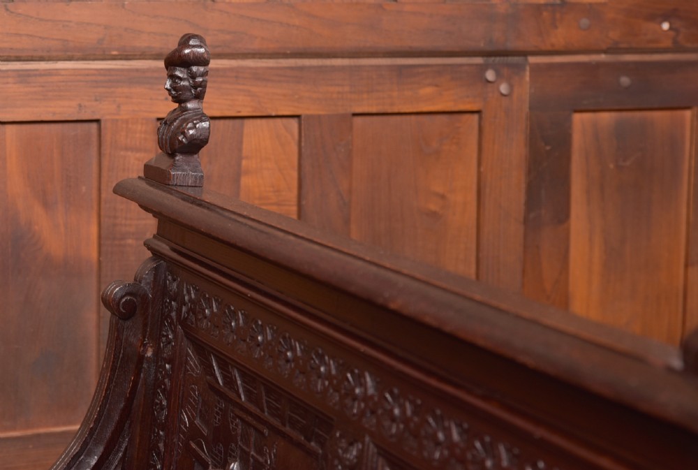 Oak Carved Monks Bench  View XIII