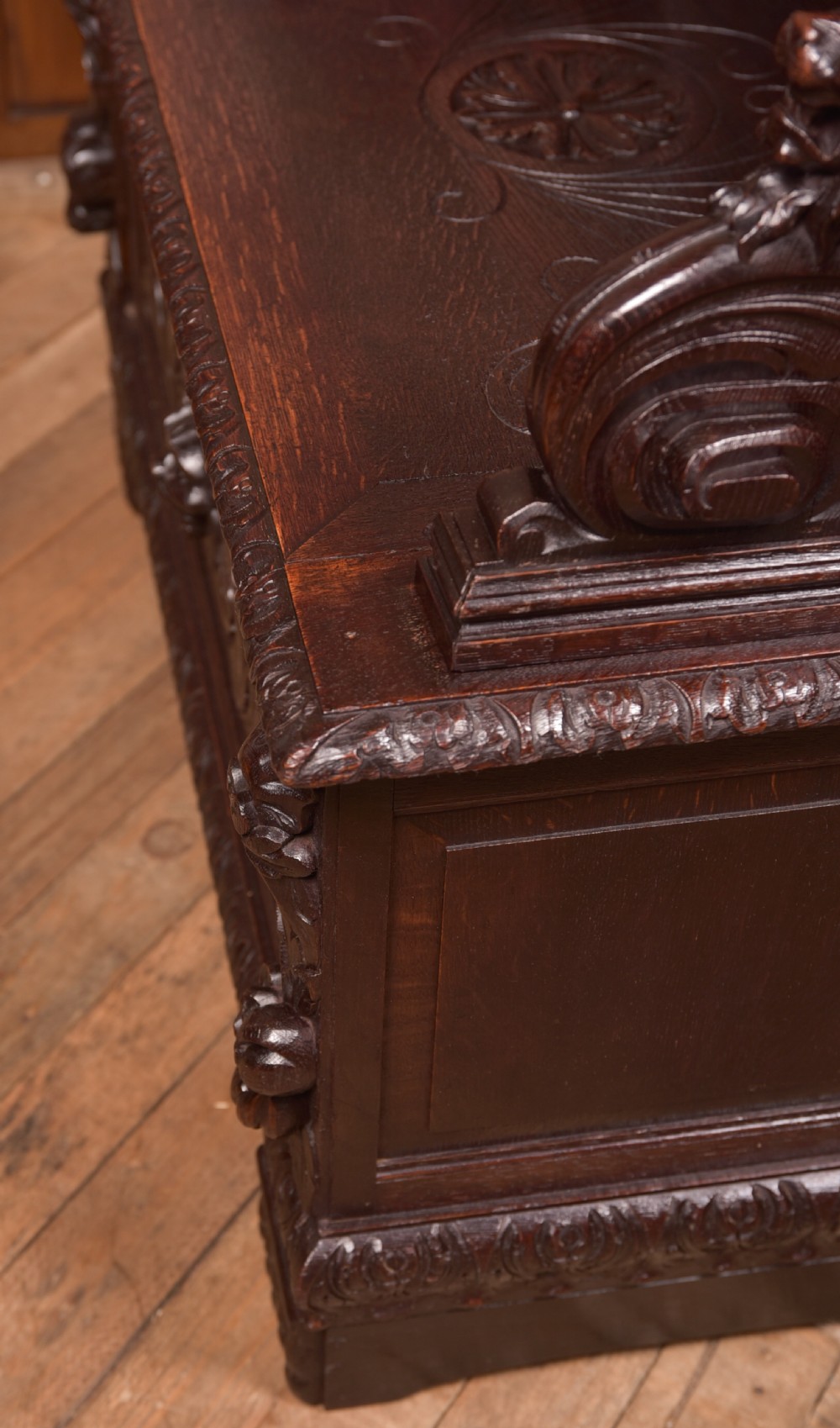 Oak Carved Monks Bench  View XIV
