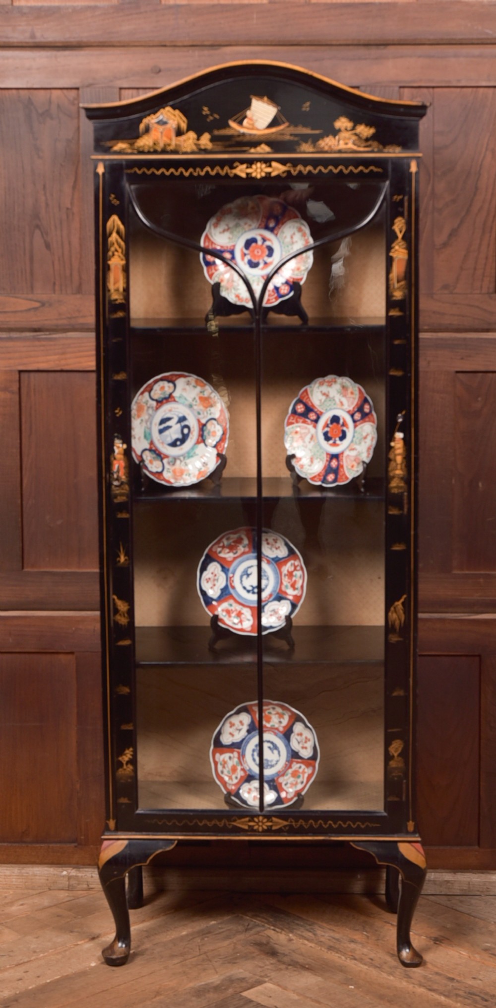 Edwardian Black Lacquer Chinoiserie cabinet