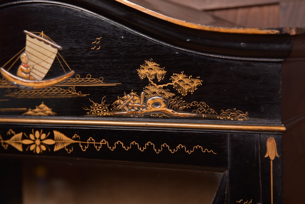 Edwardian Black Lacquer Chinoiserie cabinet View VIII