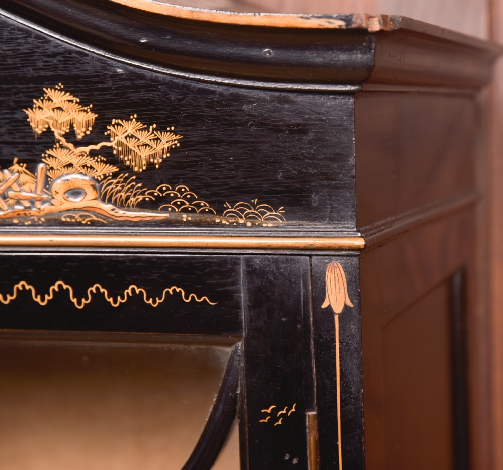 Edwardian Black Lacquer Chinoiserie cabinet View IX