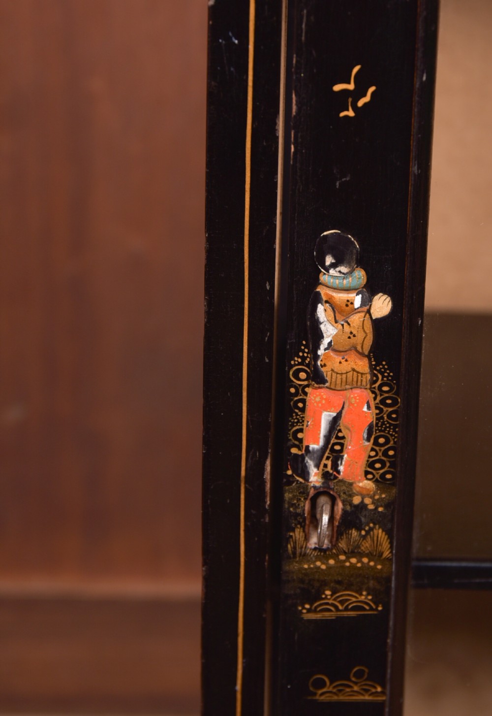 Edwardian Black Lacquer Chinoiserie cabinet View XV