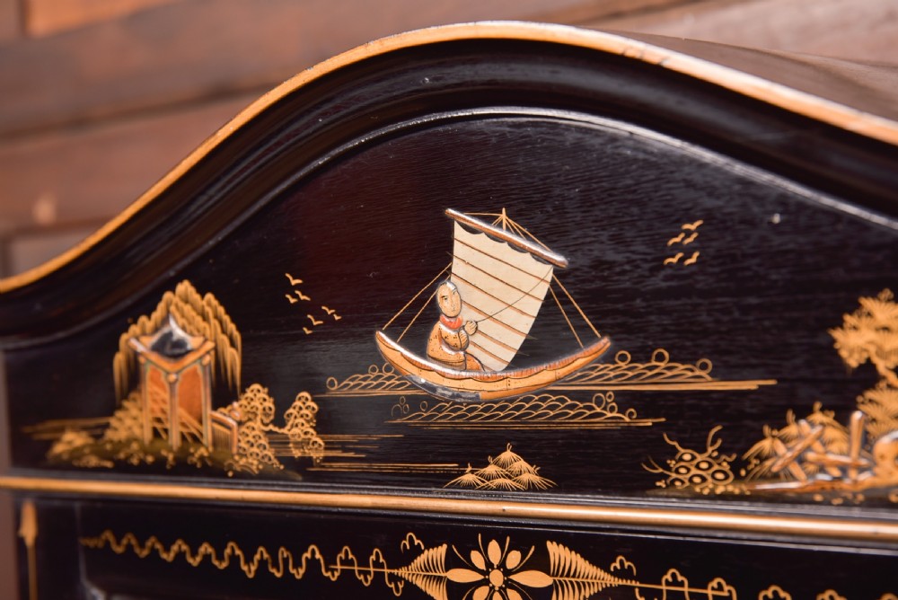 Edwardian Black Lacquer Chinoiserie cabinet View XVI