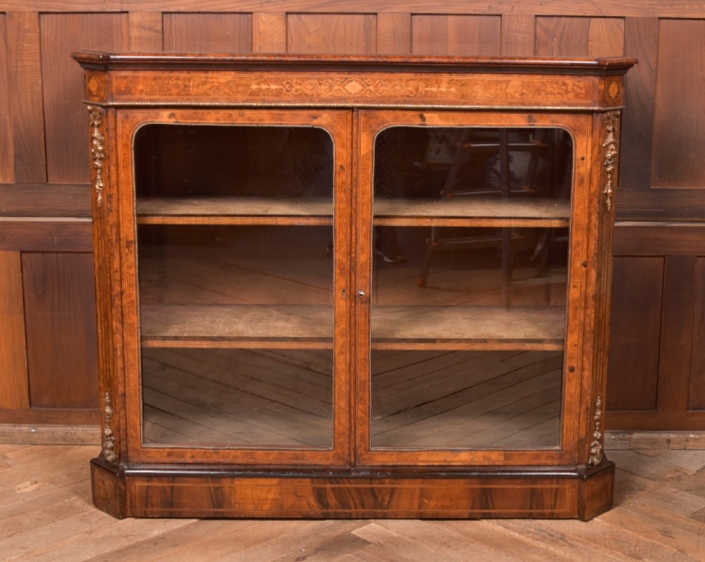 Victorian Walnut Bookcase / Display Cabinet View II