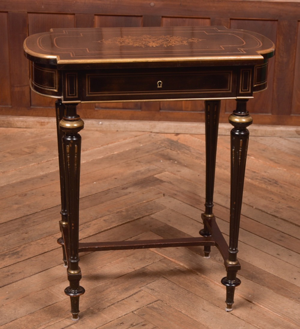 Victorian Ebony and Brass Work Table