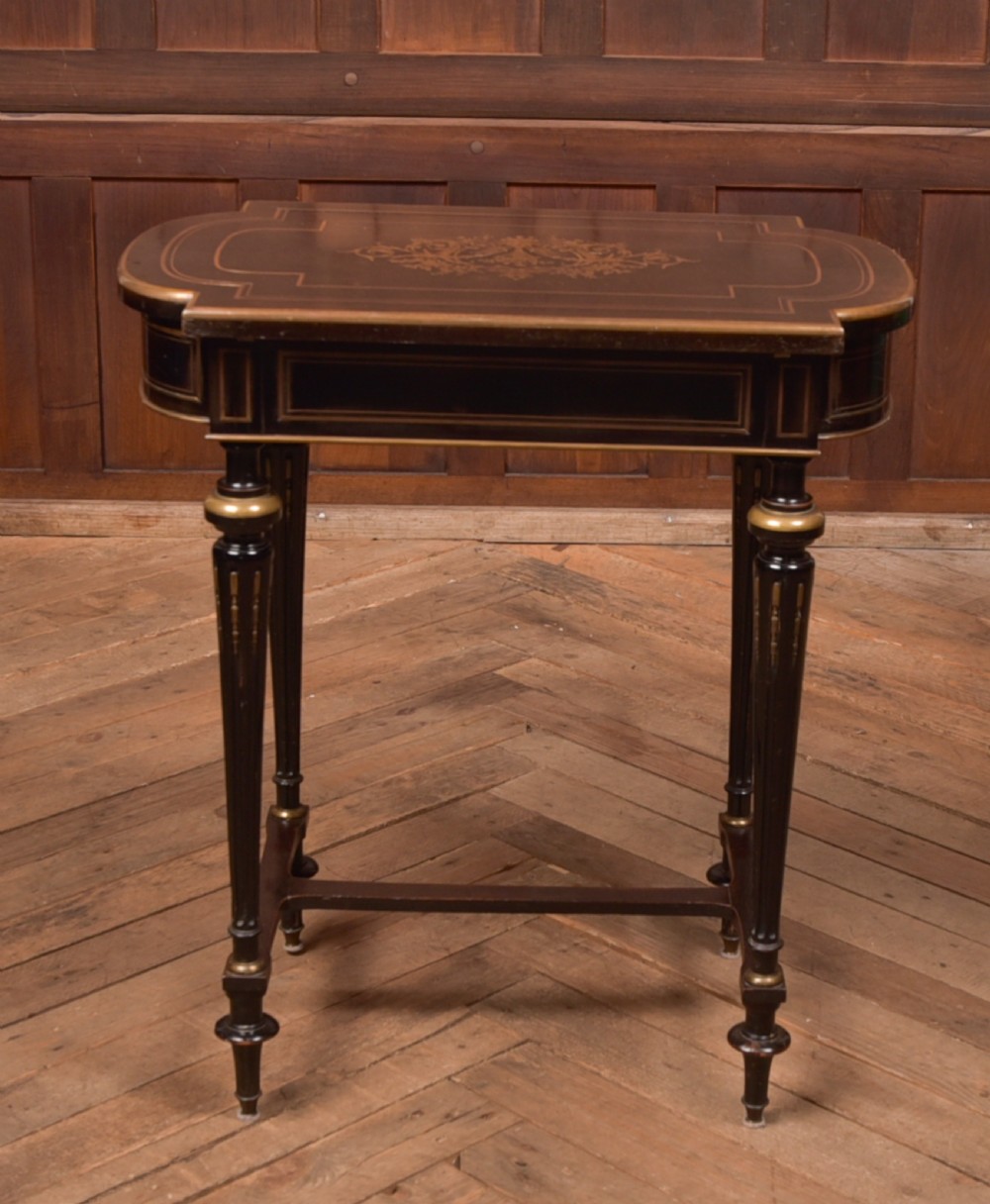Victorian Ebony and Brass Work Table View II