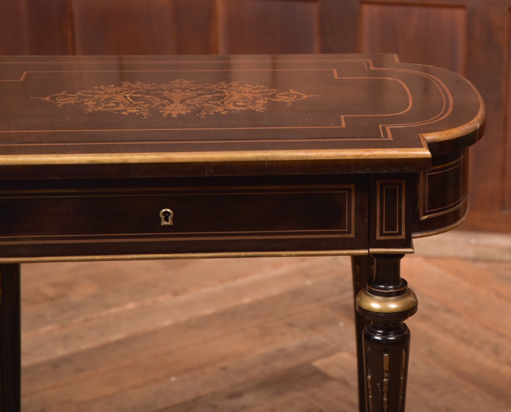 Victorian Ebony and Brass Work Table View IV