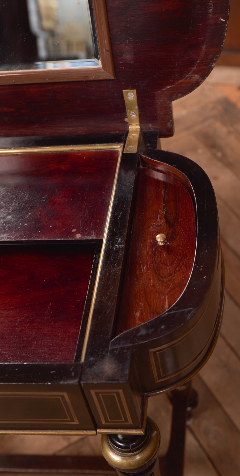 Victorian Ebony and Brass Work Table View V