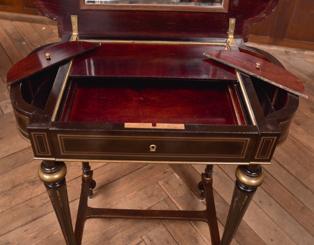 Victorian Ebony and Brass Work Table View XI