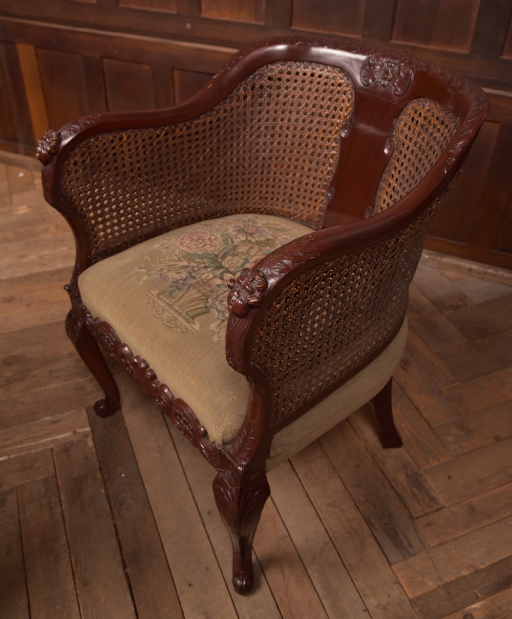Victorian Mahogany Bergere Armchairs  View IV