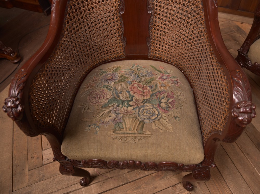 Victorian Mahogany Bergere Armchairs  View VI