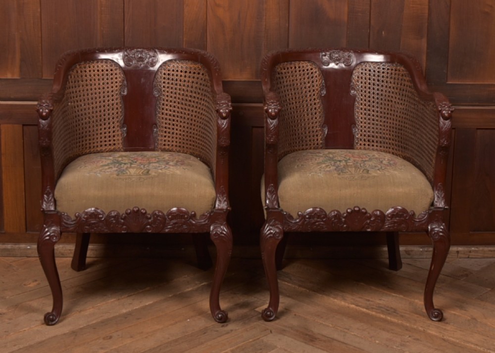 Victorian Mahogany Bergere Armchairs  View VIII