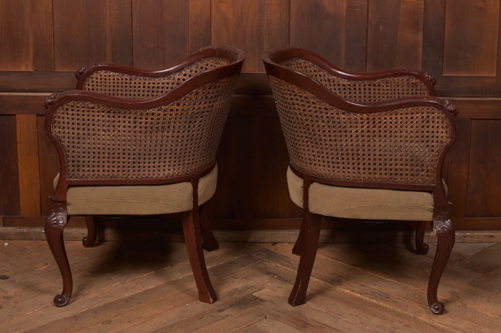 Victorian Mahogany Bergere Armchairs  View IX