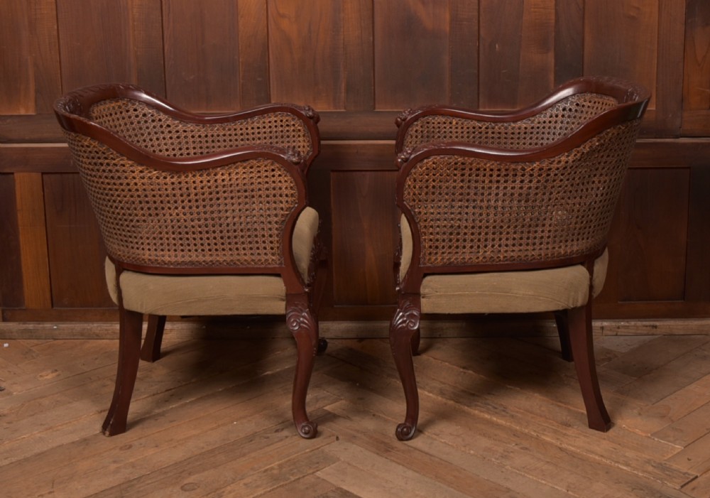 Victorian Mahogany Bergere Armchairs  View XI