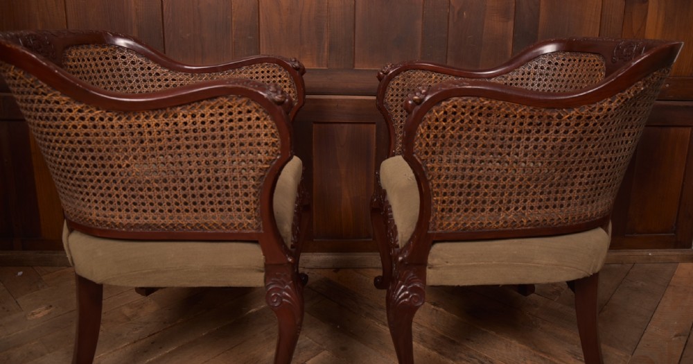 Victorian Mahogany Bergere Armchairs  View XVI