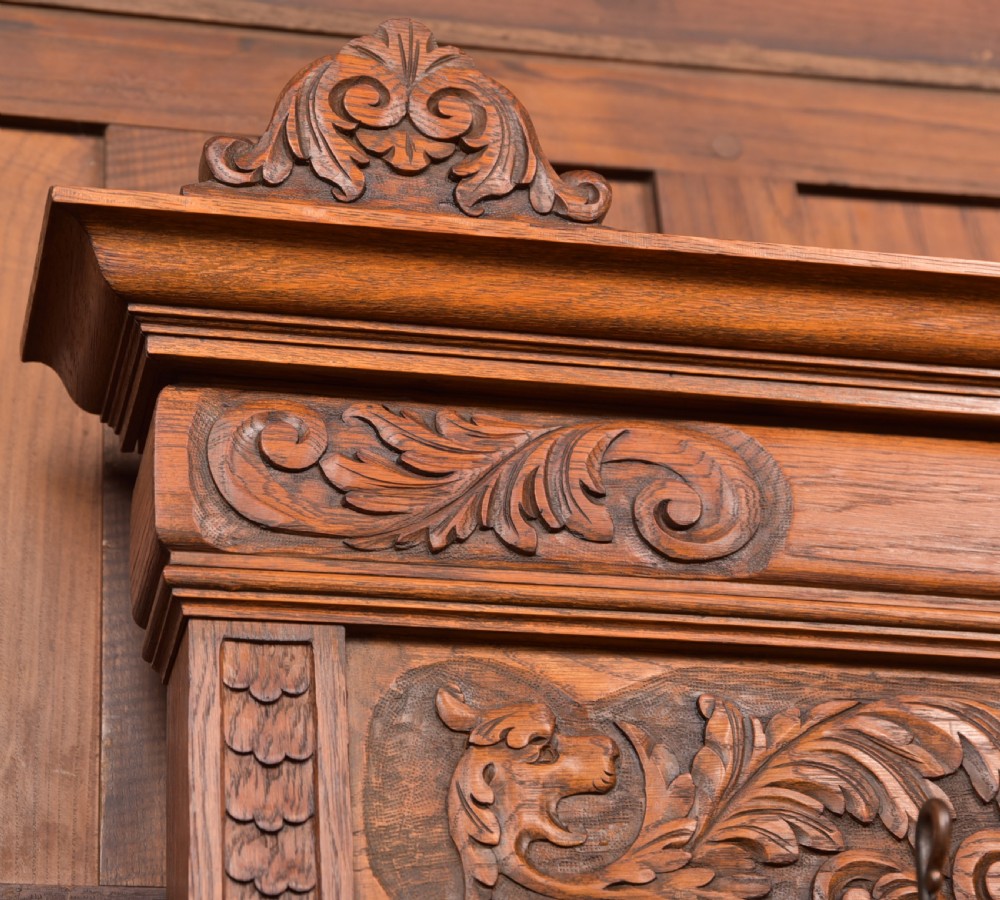 Victorian Green Man Oak Hall Stand View VII