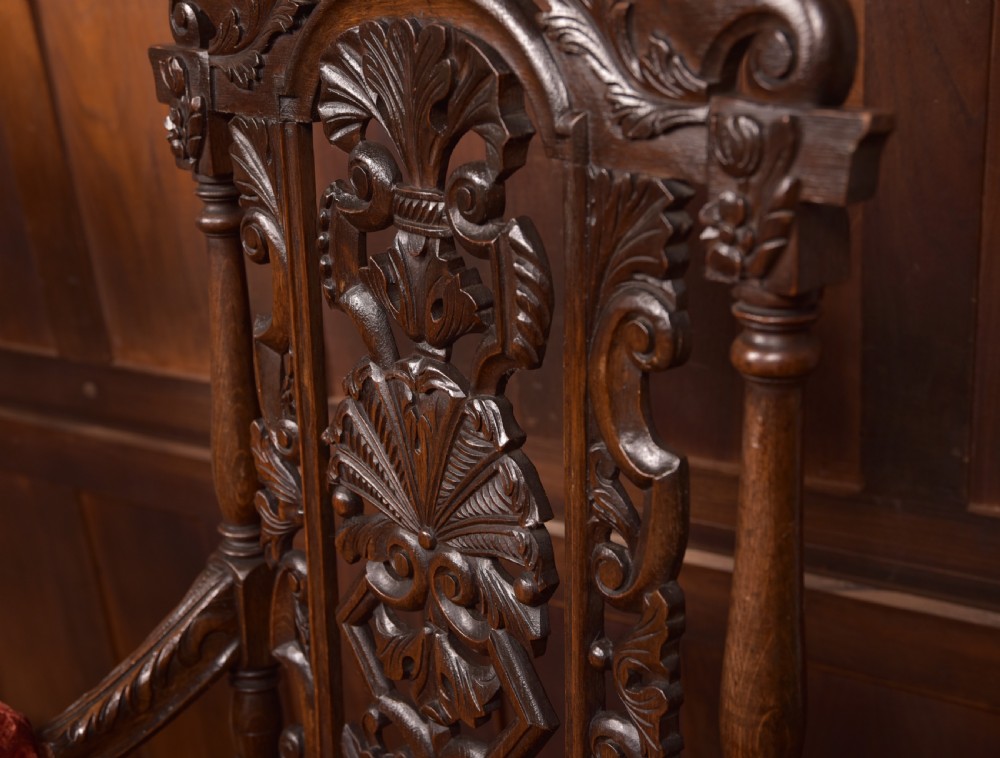 Pair of Victorian Oak Arm Chairs View III
