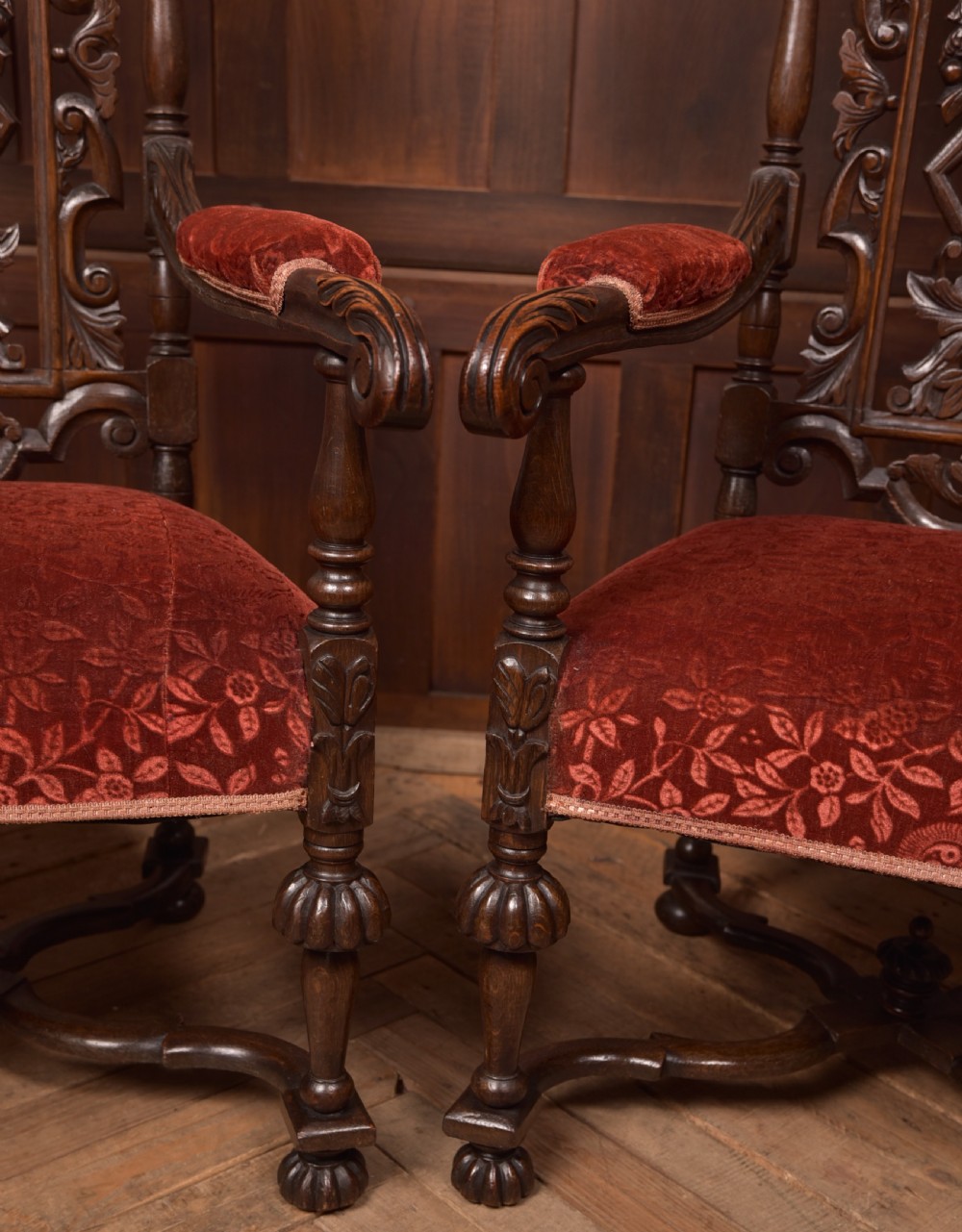 Pair of Victorian Oak Arm Chairs View VIII