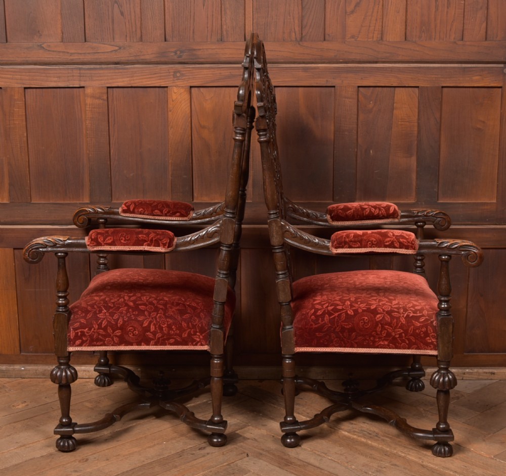 Pair of Victorian Oak Arm Chairs View XVII