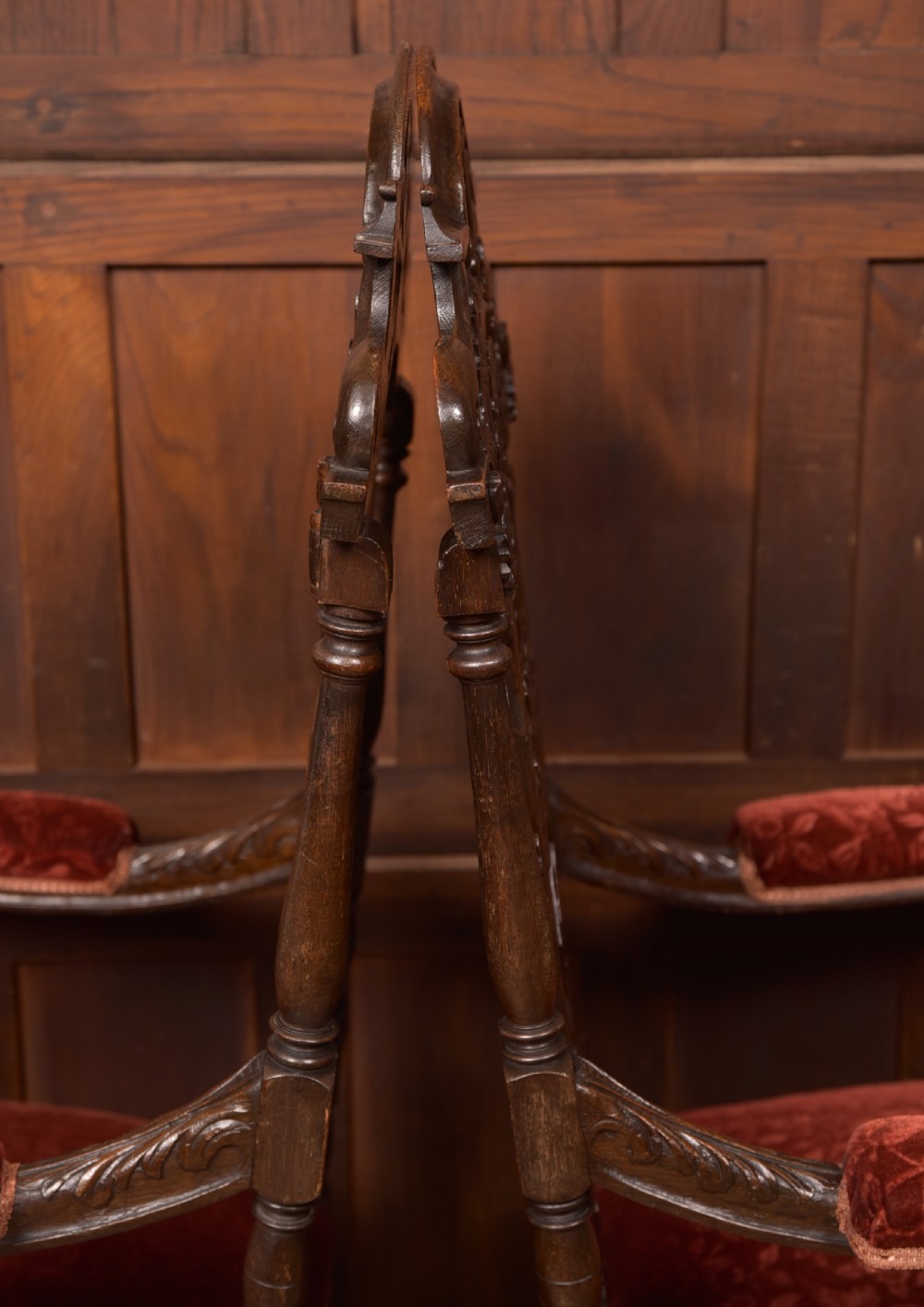 Pair of Victorian Oak Arm Chairs View XIX