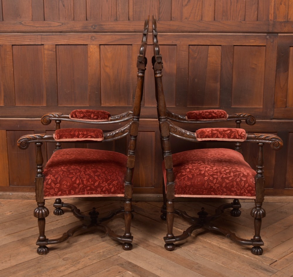Pair of Victorian Oak Arm Chairs View XXI