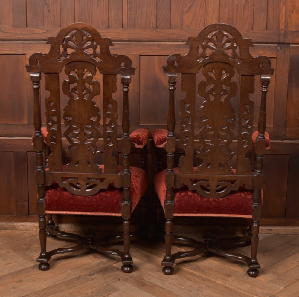 Pair of Victorian Oak Arm Chairs View XXII