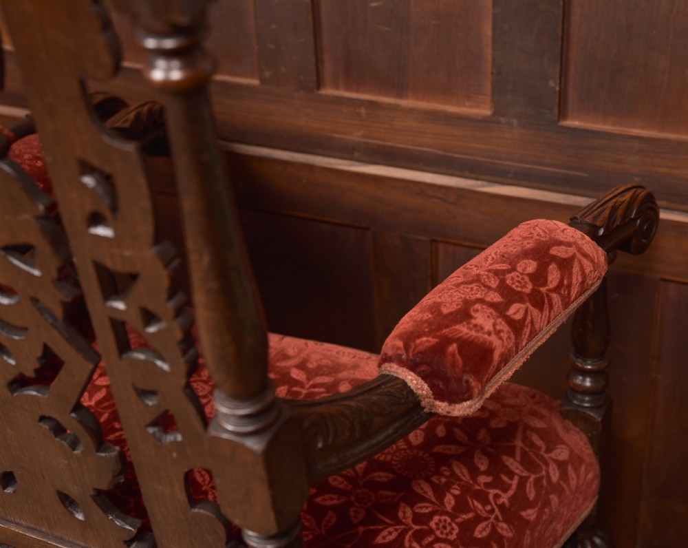 Pair of Victorian Oak Arm Chairs View XXIV