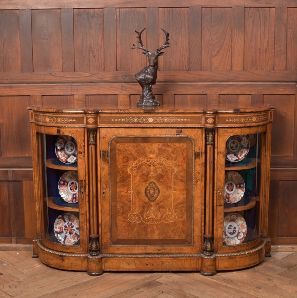 Victorian Walnut Credenza / Display Cabinet