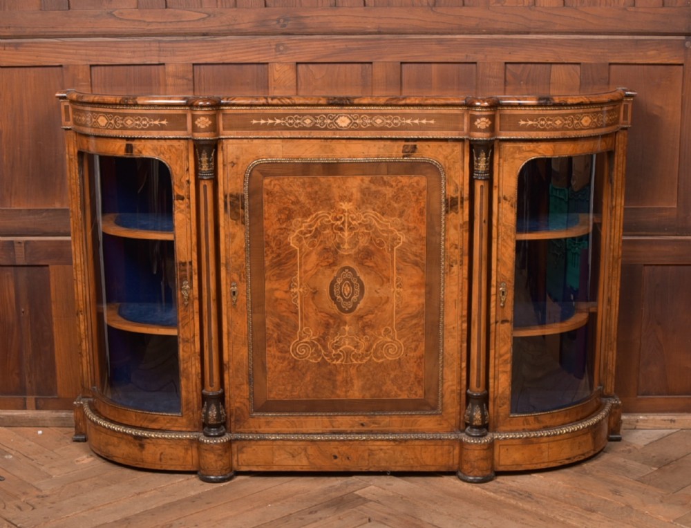 Victorian Walnut Credenza / Display Cabinet View II