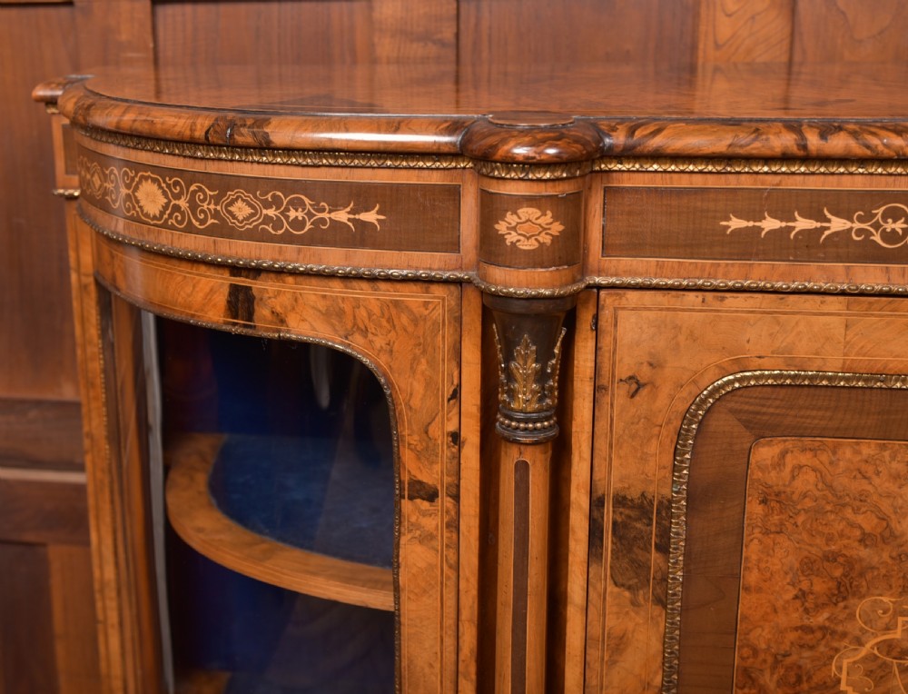 Victorian Walnut Credenza / Display Cabinet View III
