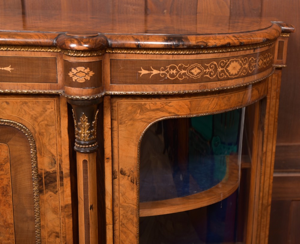 Victorian Walnut Credenza / Display Cabinet View IV