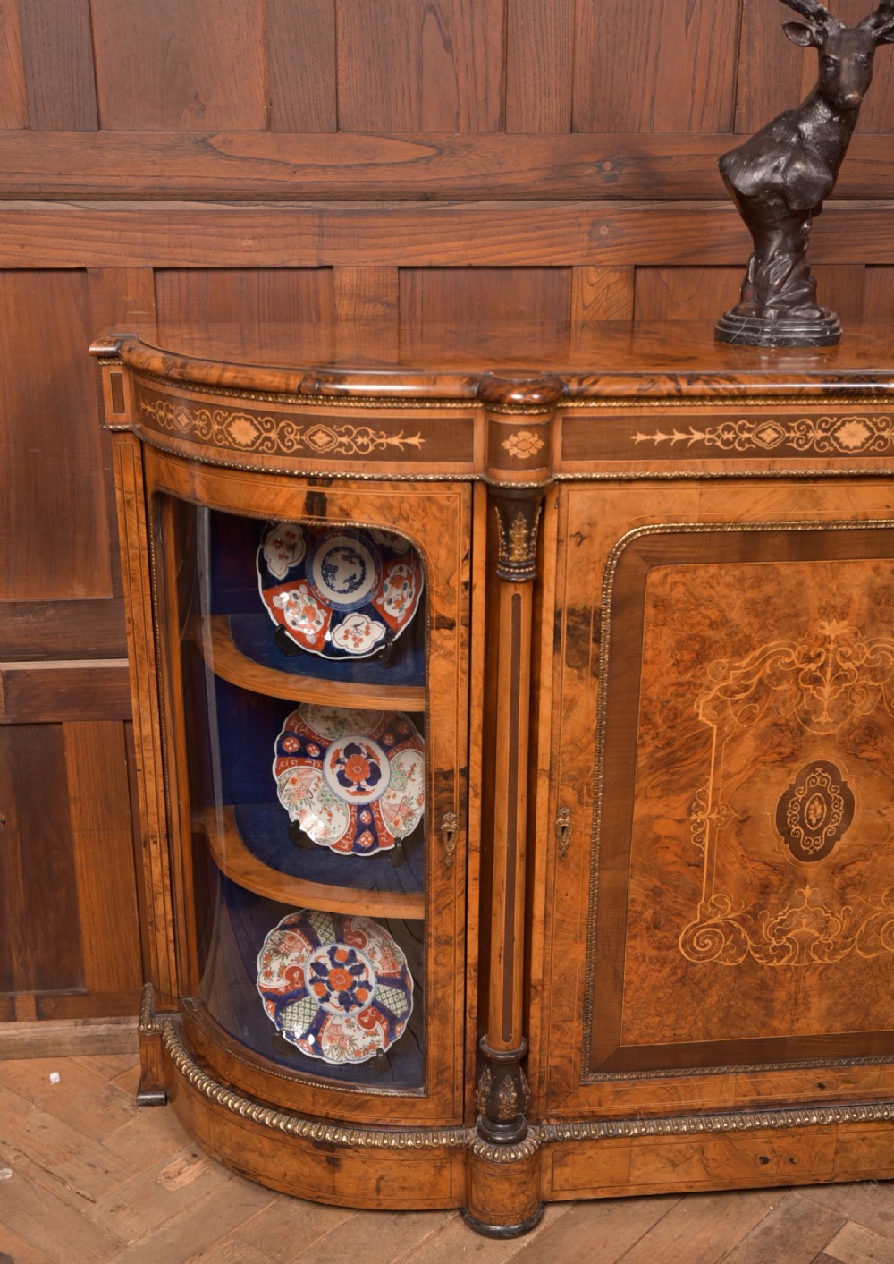 Victorian Walnut Credenza / Display Cabinet View V
